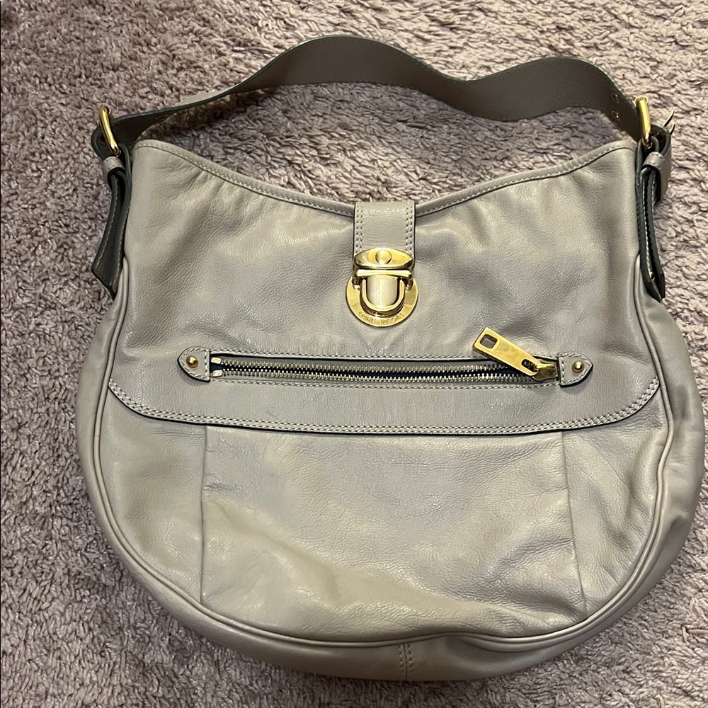 Marc Jacobs Leather Hobo Bag with Gold Accents